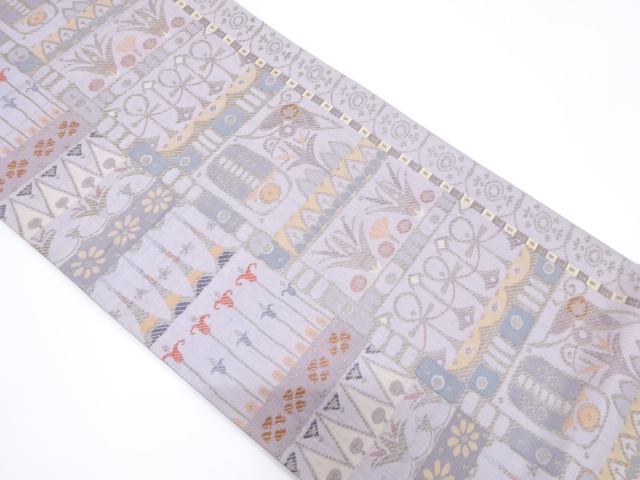 JAPANESE KIMONO / VINTAGE FUKURO OBI / SILK / WOVEN ABSTRACT FLOWER